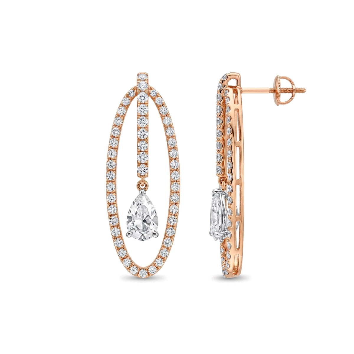Pear Drop Oval Hoop Earrings — certified lab grown diamond earrings from Vimora Diamonds