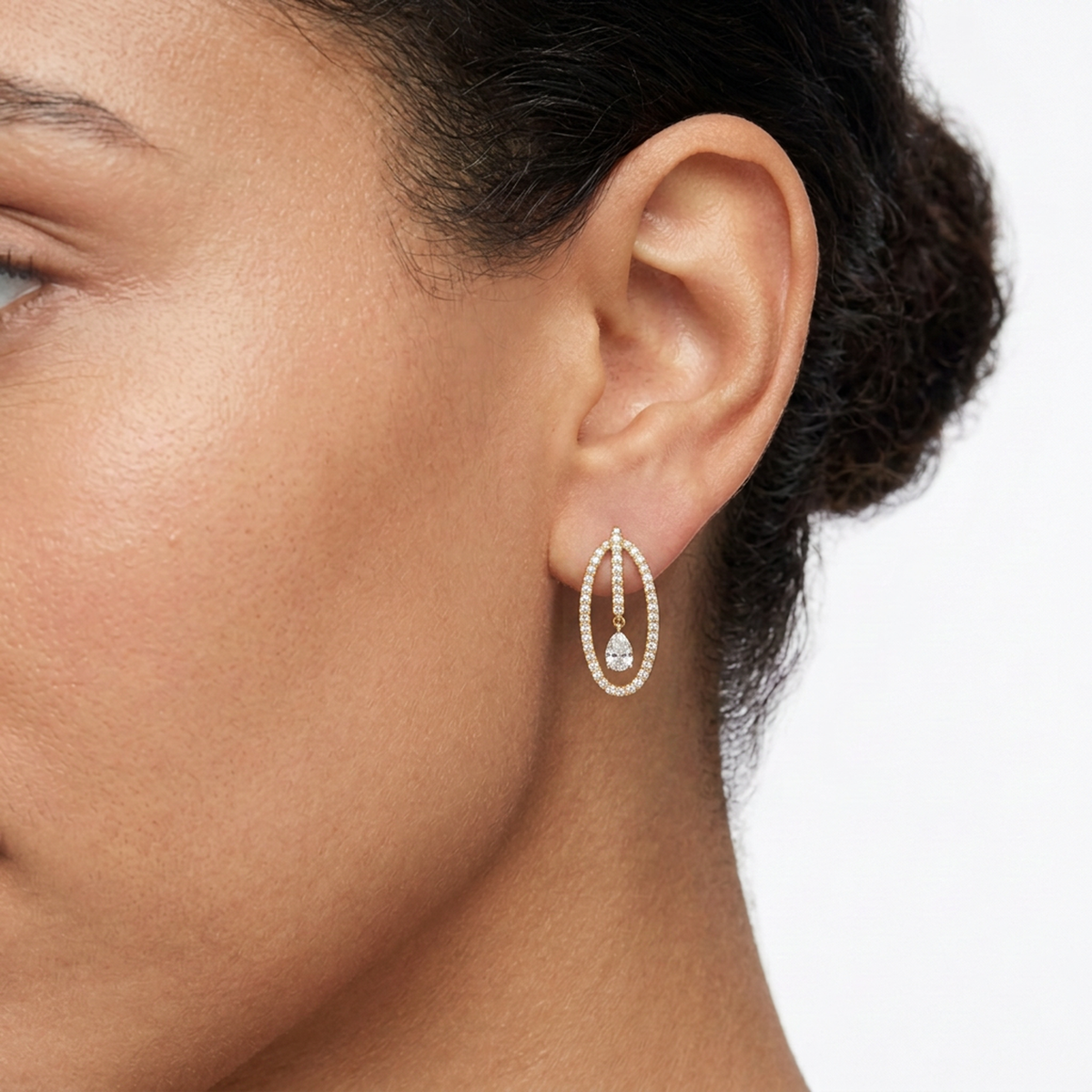 Pear Drop Oval Hoop Earrings — lab grown diamond earrings handcrafted by Vimora Diamonds