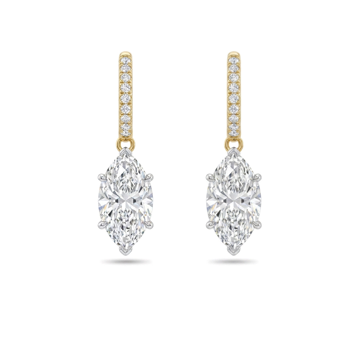Marquise Drop Pave Hoop Earrings — marquise and round lab grown diamond earrings by Vimora Diamonds