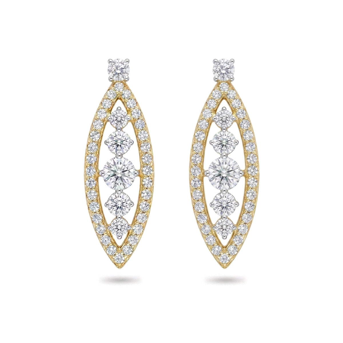 Graduated Journey Marquise Frame Earrings — round lab grown diamond earrings by Vimora Diamonds