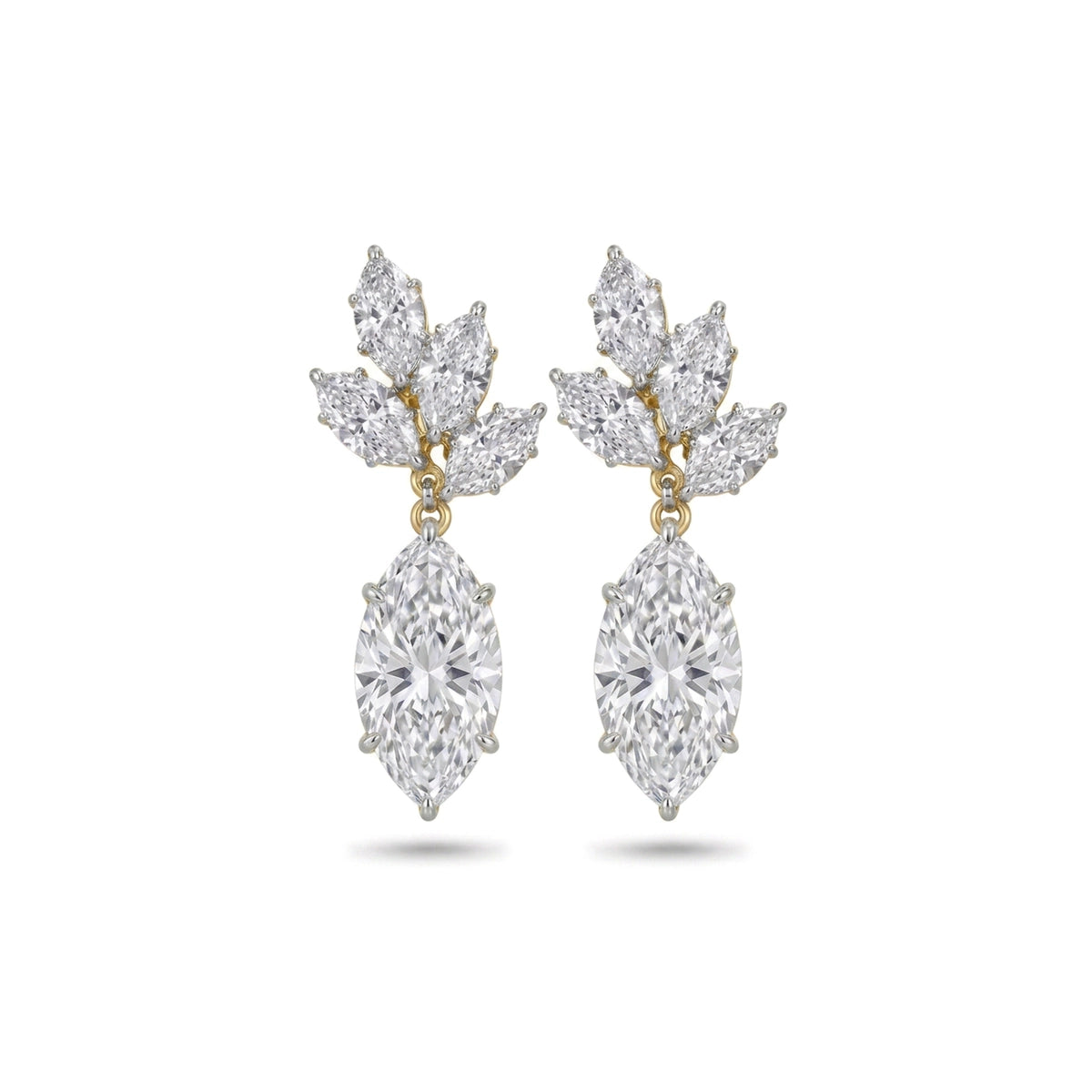 Marquise Leaf Cluster Drop Earrings — marquise lab grown diamond earrings by Vimora Diamonds