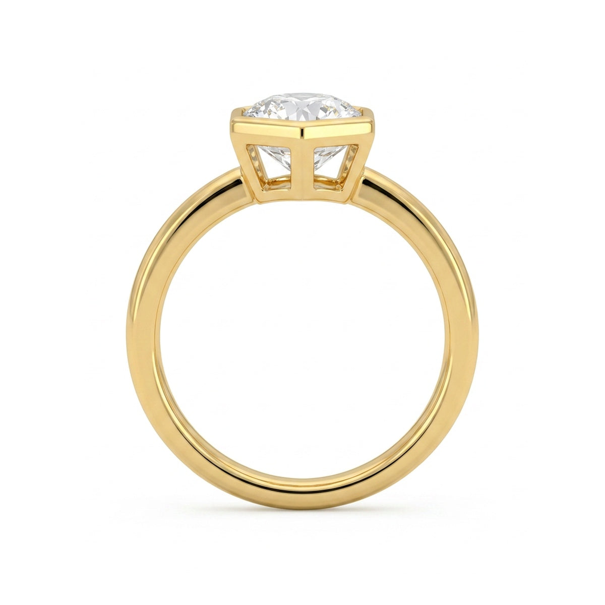 Hexagon Bezel Solitaire Ring in IGI certified lab grown diamond and BIS hallmarked gold