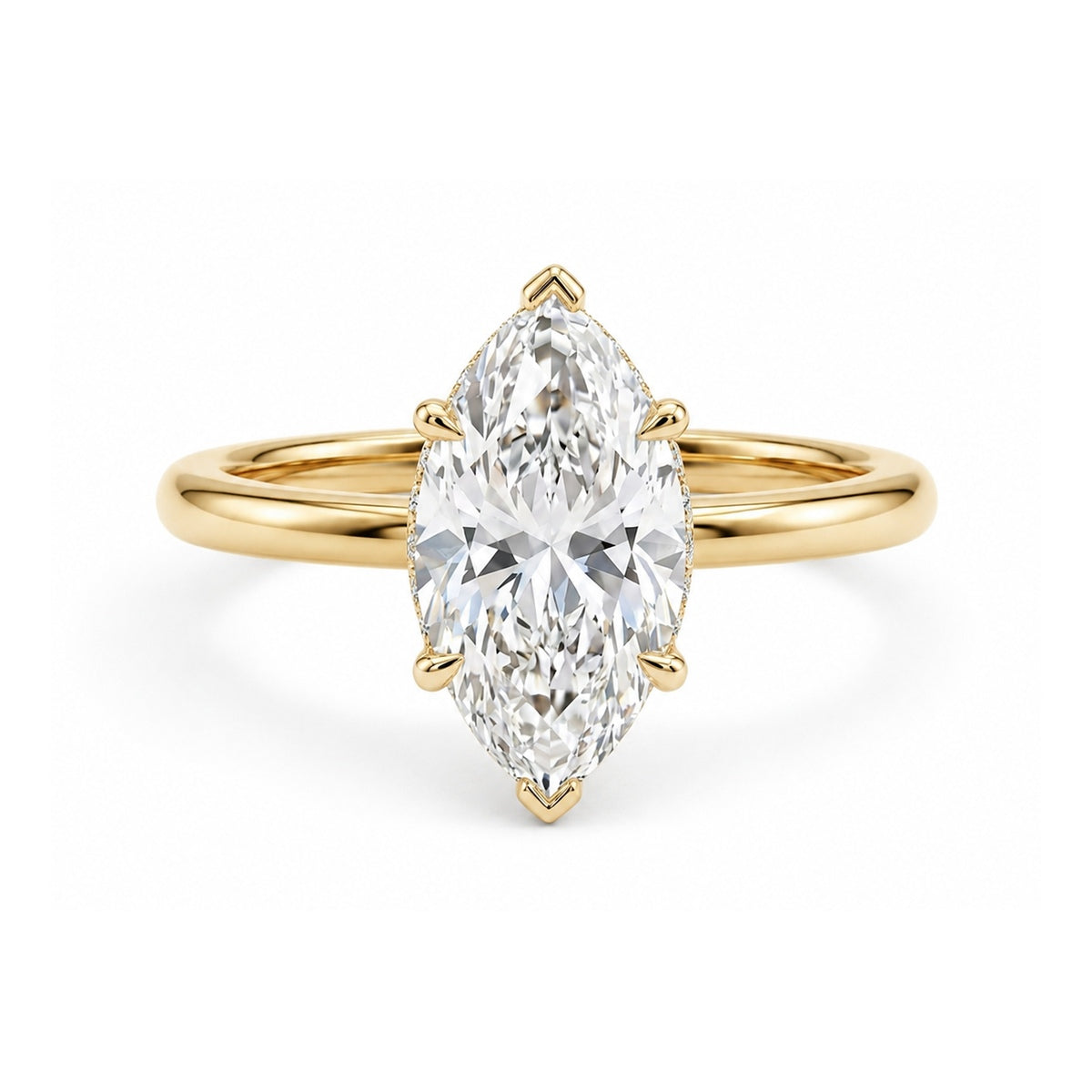 Marquise Solitaire Ring with Hidden Halo — marquise lab grown diamond ring by Vimora Diamonds