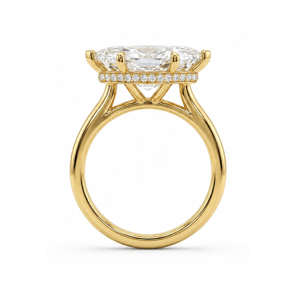 Marquise Solitaire Ring with Hidden Halo — marquise lab grown diamond ring in 9K, 14K or 18K gold