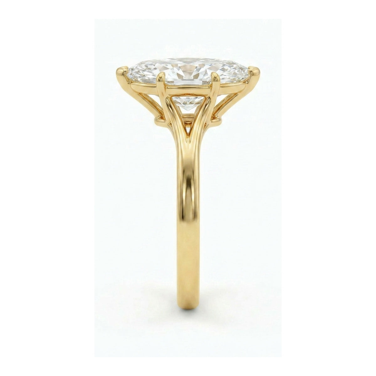 Marquise Split-Shank Cathedral Solitaire Ring — marquise lab grown diamond ring in 9K, 14K or 18K gold