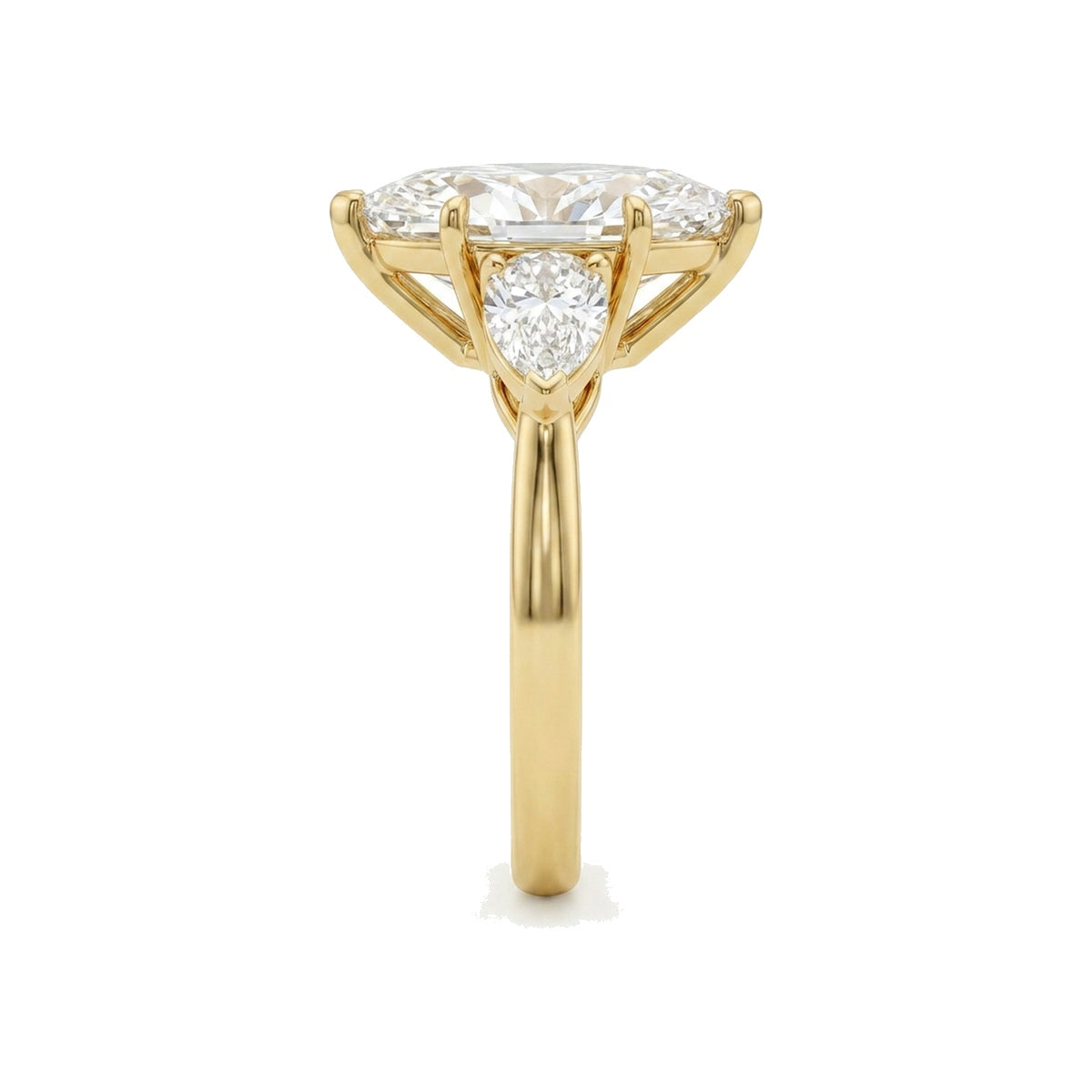 Marquise Three-Stone Ring with Pear Sides — marquise and pear lab grown diamond ring in 9K, 14K or 18K gold