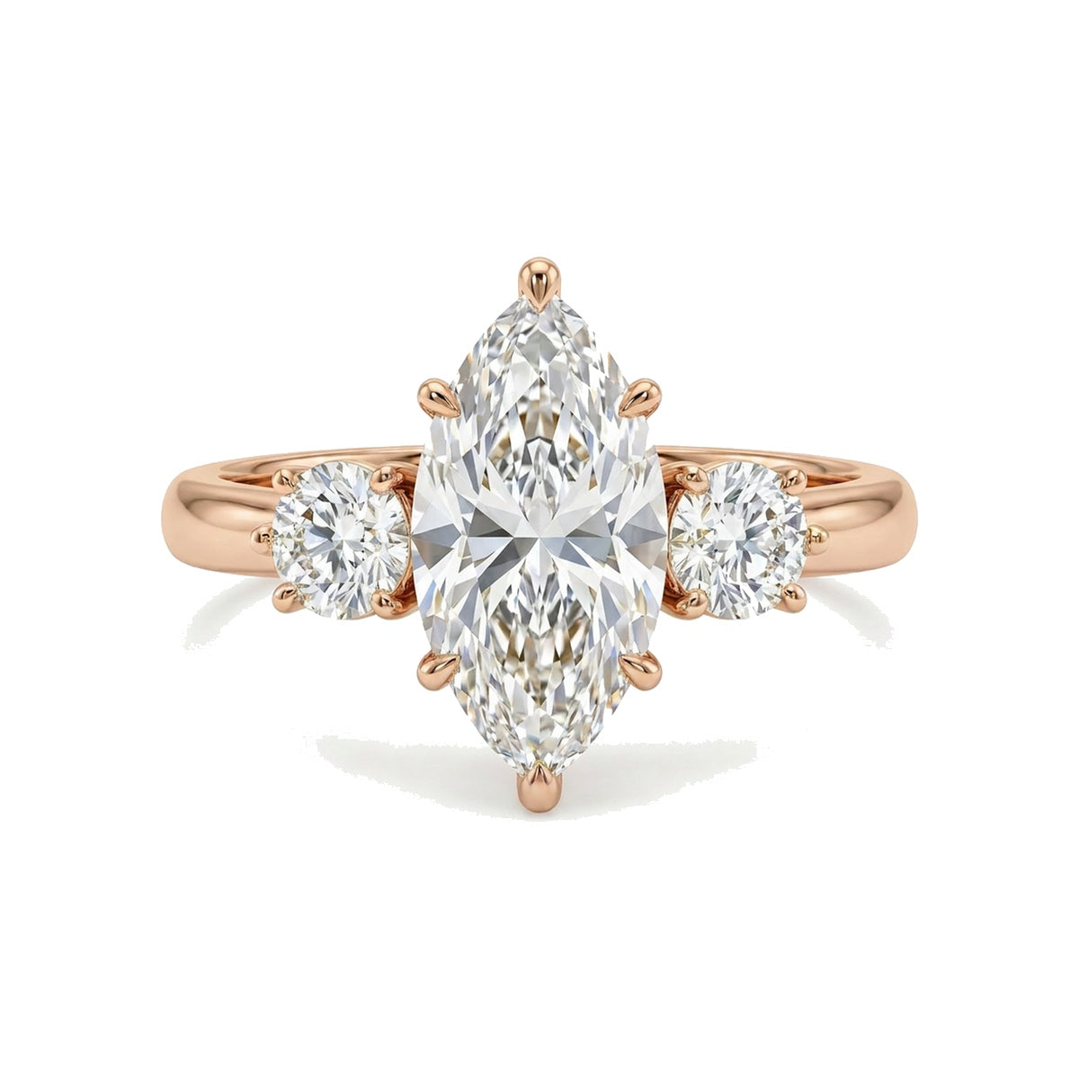 Marquise Three-Stone Ring with Round Sides — certified lab grown diamond ring from Vimora Diamonds