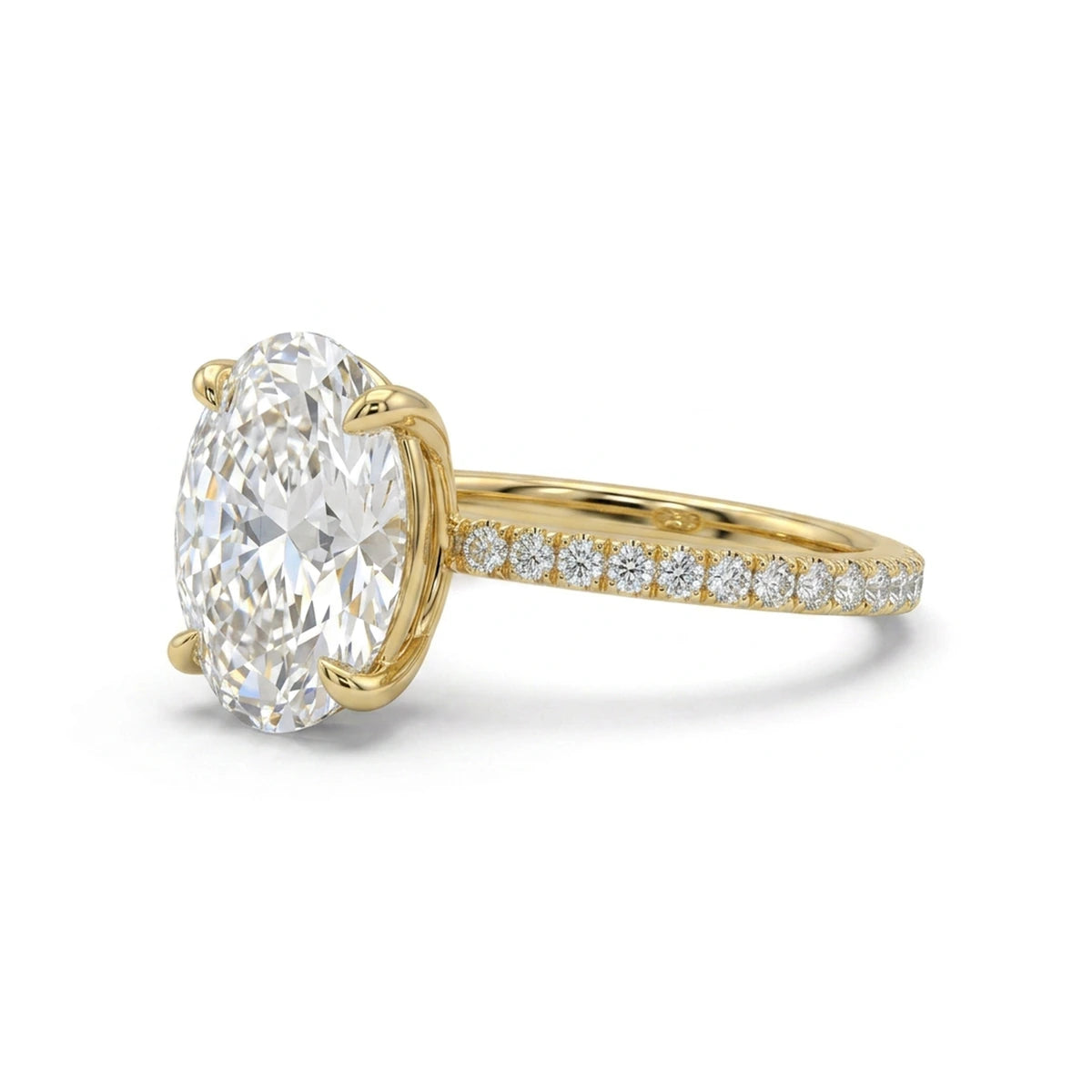 Oval Pavé Solitaire Ring in IGI certified lab grown diamond and BIS hallmarked gold