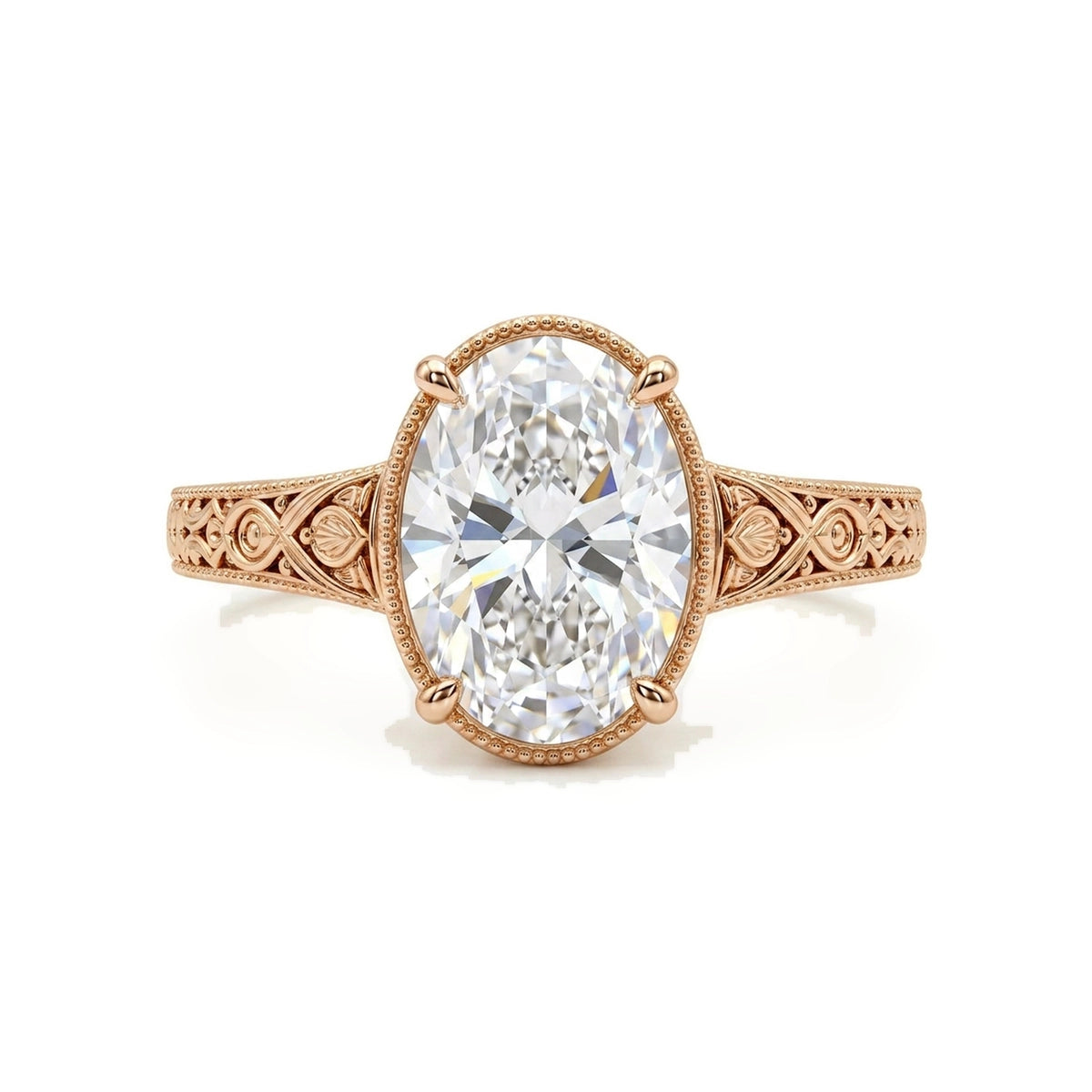 Oval Vintage Filigree Bezel Ring — certified lab grown diamond ring from Vimora Diamonds