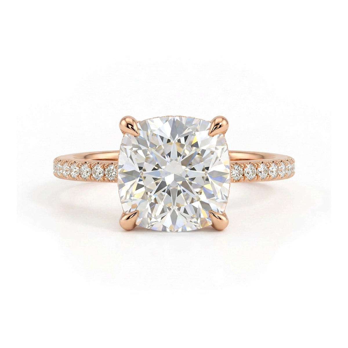 Square Cushion Cathedral Halo Ring — certified lab grown diamond ring from Vimora Diamonds