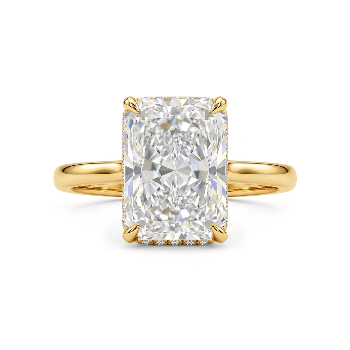 Radiant Hidden Halo Ring — radiant lab grown diamond ring by Vimora Diamonds