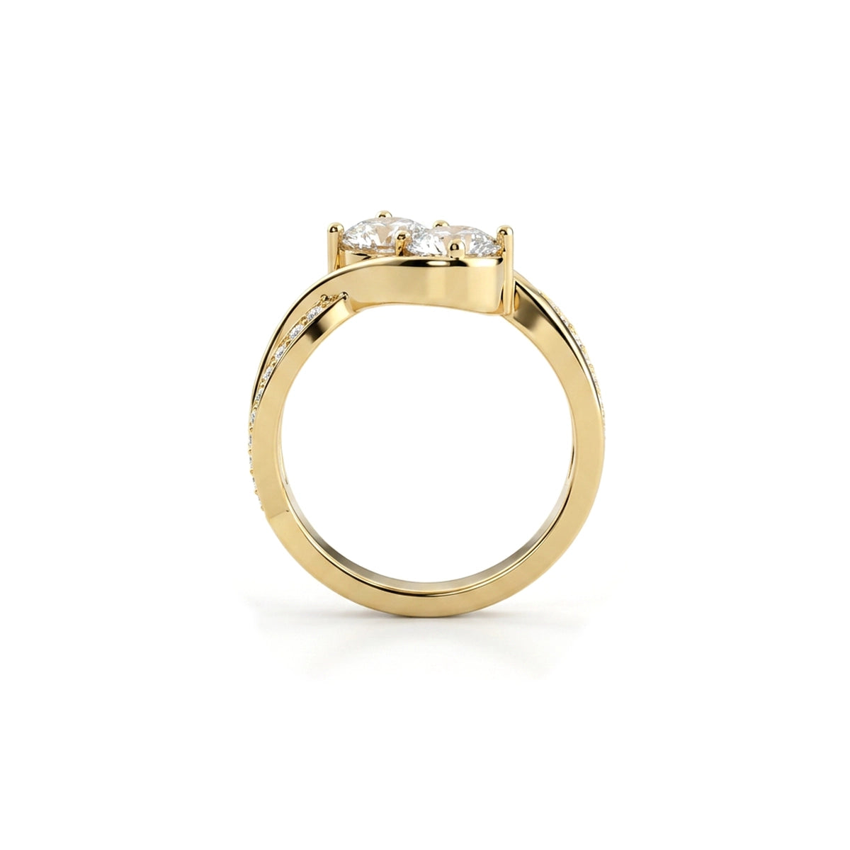 Two-Stone Infinity Toi et Moi Ring — round lab grown diamond ring in 9K, 14K or 18K gold
