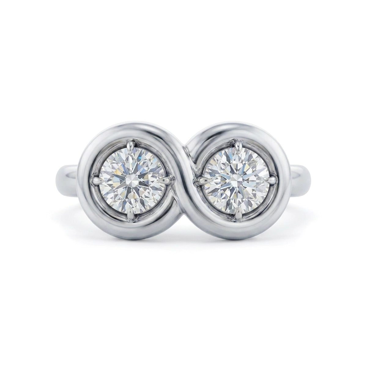 Infinity Circle Toi et Moi Ring — round lab grown diamond ring in solid hallmarked gold