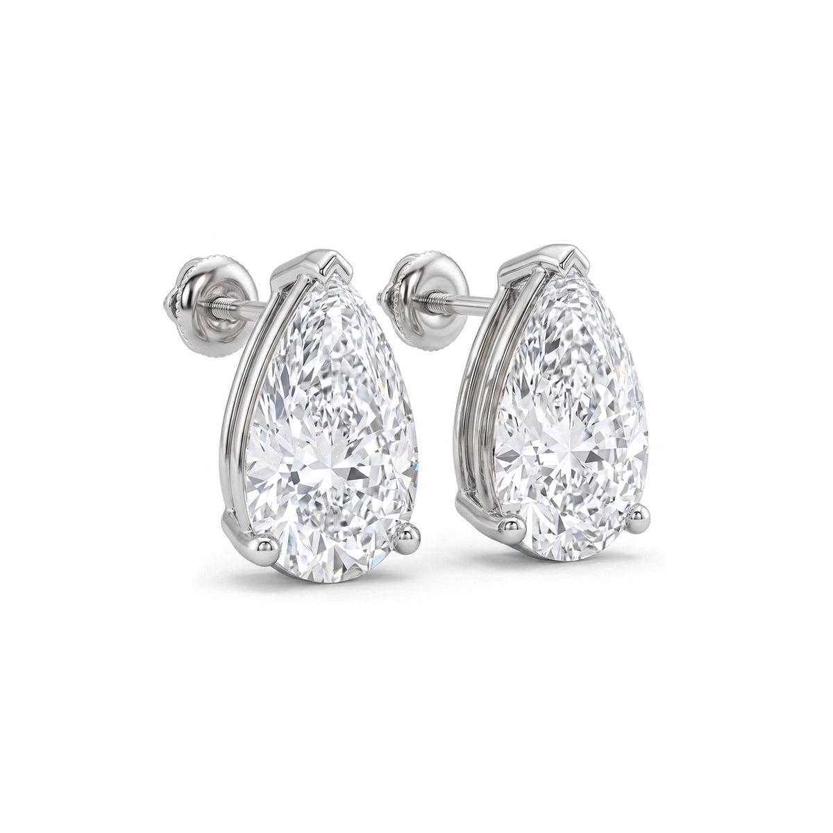 Pear Cut Stud Earrings, Claw Set — pear lab grown diamond earrings in solid hallmarked gold