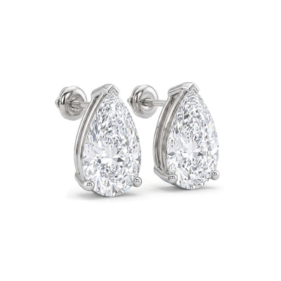 Pear Cut Stud Earrings, Claw Set — pear lab grown diamond earrings in solid hallmarked gold