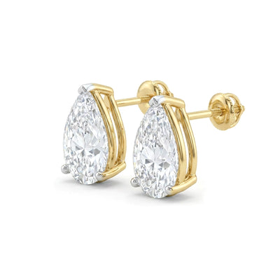 Pear Cut Stud Earrings, Claw Set — pear lab grown diamond earrings in 9K, 14K or 18K gold