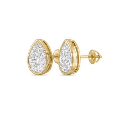 Pear Cut Bezel Set Stud Earrings — pear lab grown diamond earrings by Vimora Diamonds