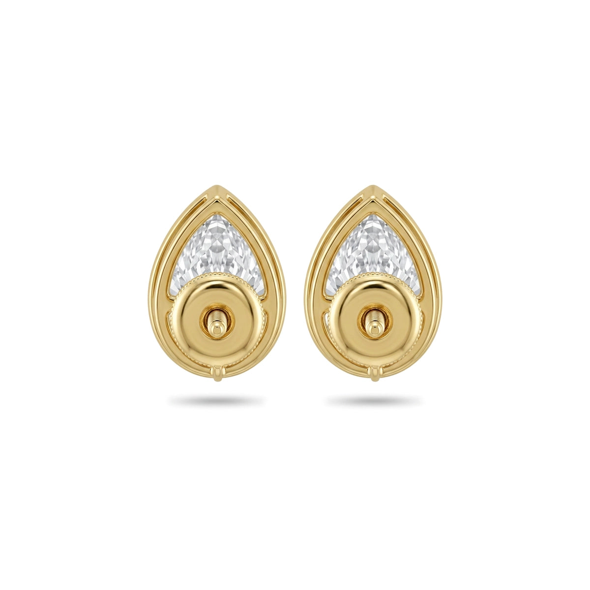 Pear Cut Bezel Set Stud Earrings — pear lab grown diamond earrings in 9K, 14K or 18K gold