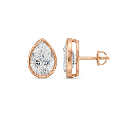 Pear Cut Bezel Set Stud Earrings — certified lab grown diamond earrings from Vimora Diamonds