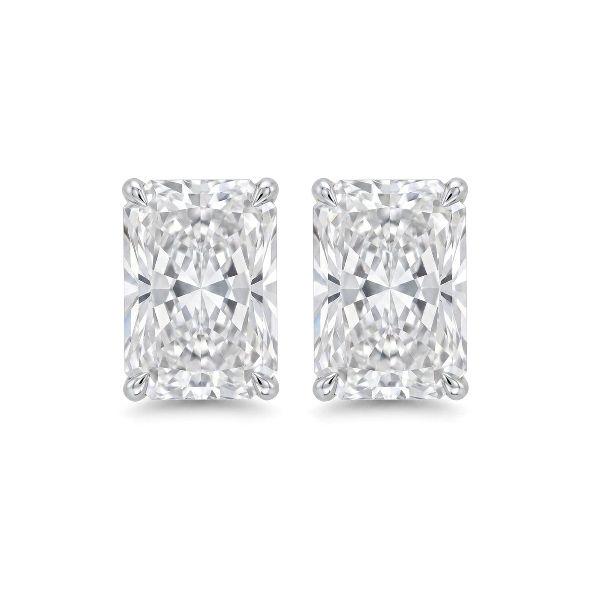 Radiant Cut Stud Earrings, Claw Set — radiant lab grown diamond earrings by Vimora Diamonds