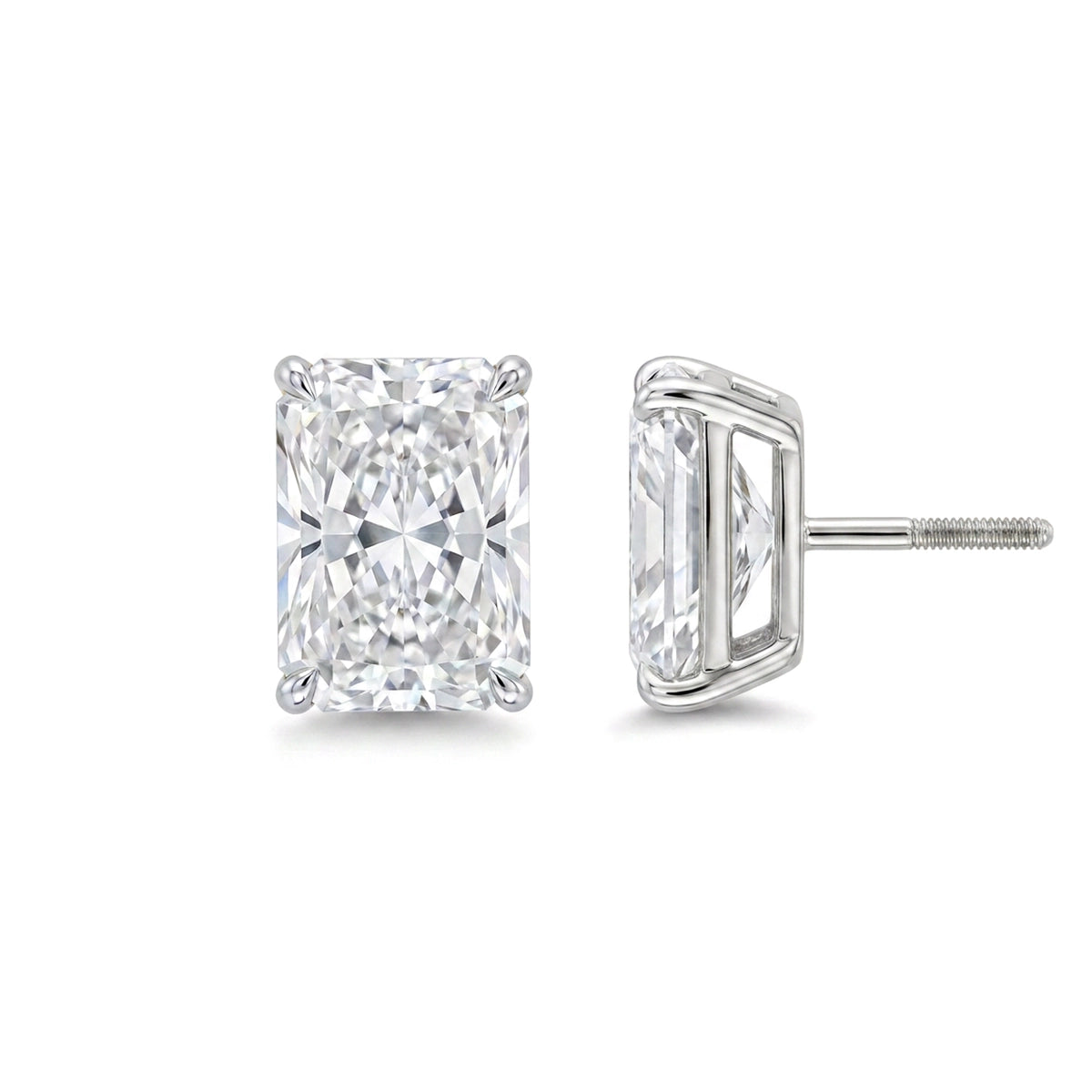 Radiant Cut Stud Earrings, Claw Set — radiant lab grown diamond earrings in solid hallmarked gold