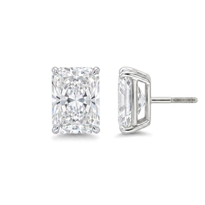 Radiant Cut Stud Earrings, Claw Set — radiant lab grown diamond earrings in solid hallmarked gold