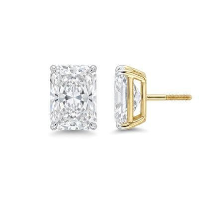 Radiant Cut Stud Earrings, Claw Set in IGI certified lab grown diamond and BIS hallmarked gold
