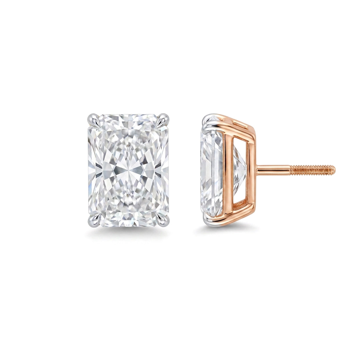 Radiant Cut Stud Earrings, Claw Set — certified lab grown diamond earrings from Vimora Diamonds