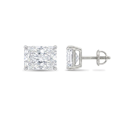 Radiant Cut East-West Stud Earrings — radiant lab grown diamond earrings in solid hallmarked gold
