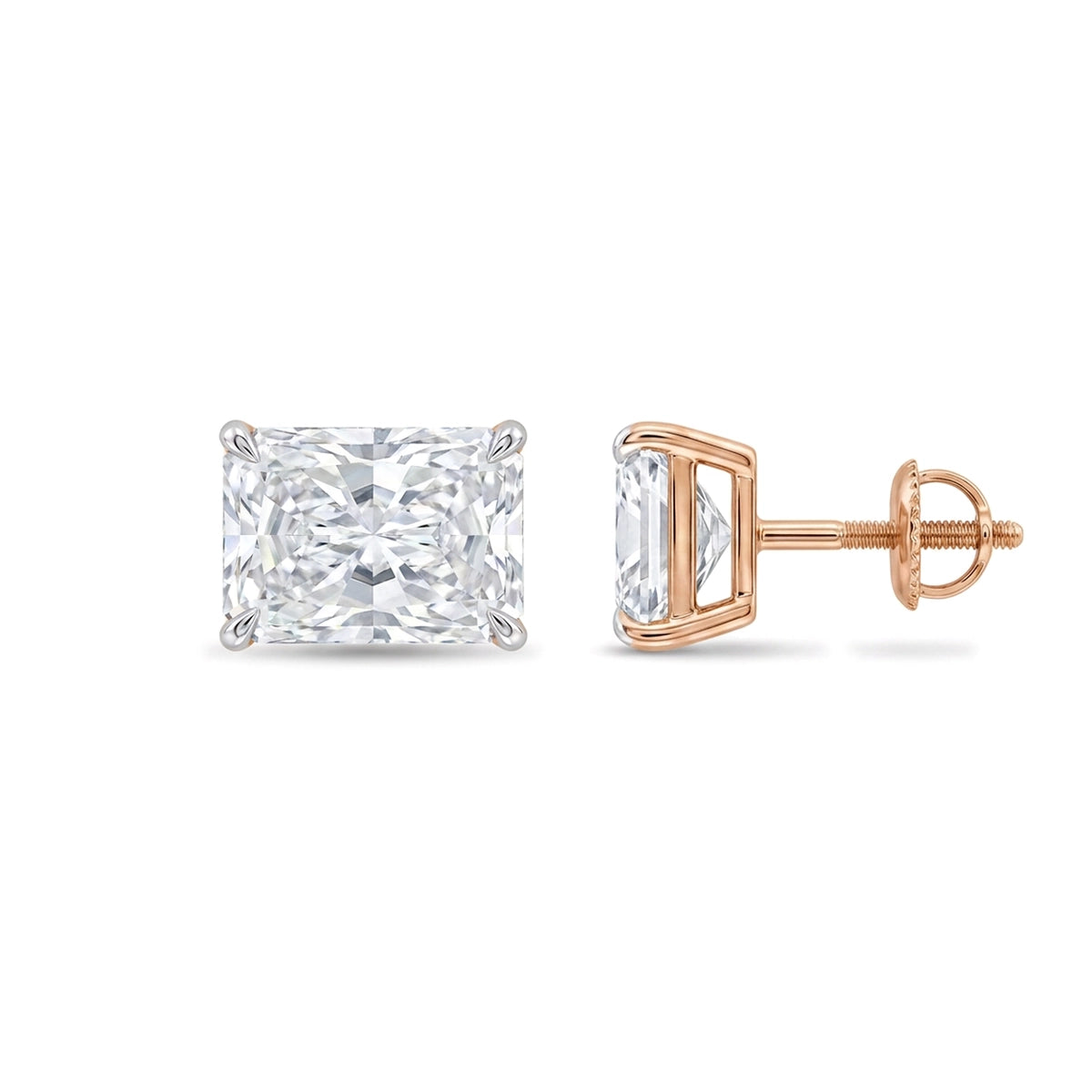 Radiant Cut East-West Stud Earrings — certified lab grown diamond earrings from Vimora Diamonds