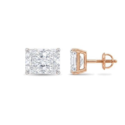 Radiant Cut East-West Stud Earrings — certified lab grown diamond earrings from Vimora Diamonds