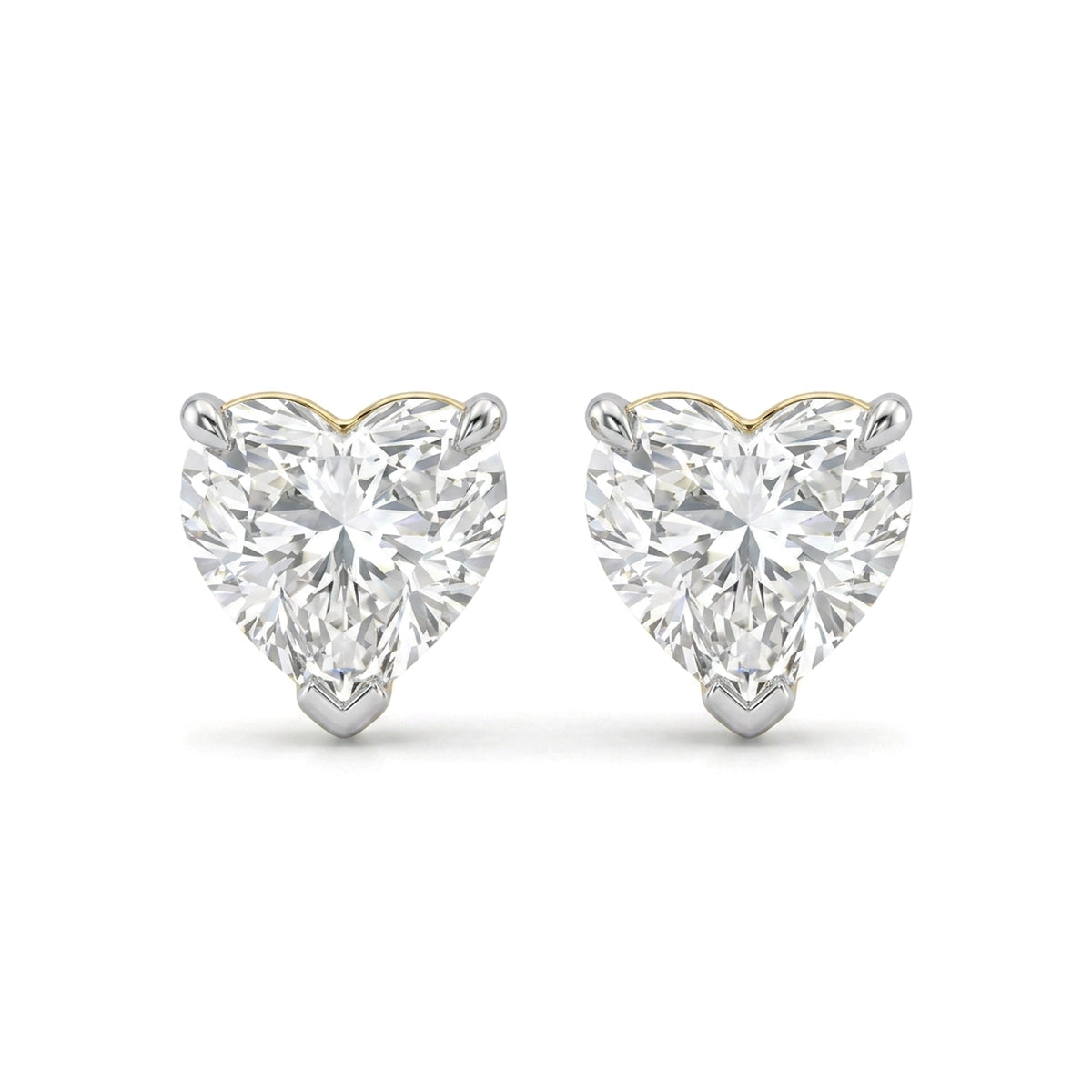 Heart Cut Stud Earrings, Claw Set — heart lab grown diamond earrings by Vimora Diamonds