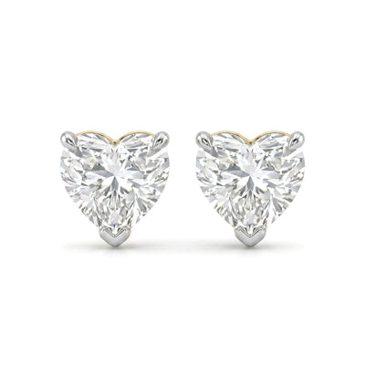 Heart Cut Stud Earrings, Claw Set — heart lab grown diamond earrings by Vimora Diamonds
