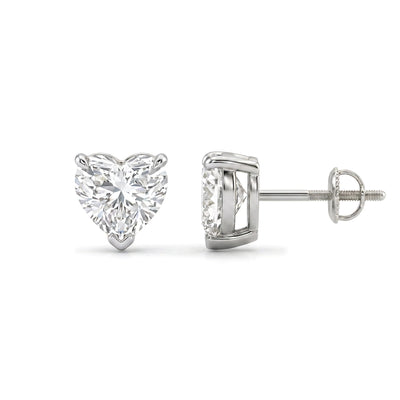 Heart Cut Stud Earrings, Claw Set — heart lab grown diamond earrings in solid hallmarked gold