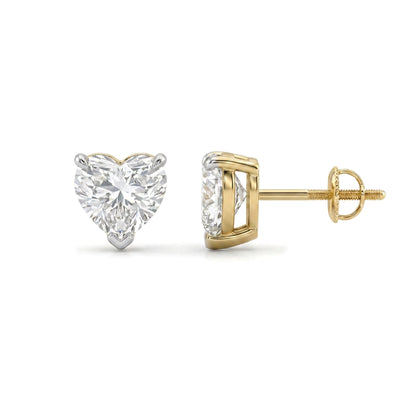 Heart Cut Stud Earrings, Claw Set — heart lab grown diamond earrings in 9K, 14K or 18K gold