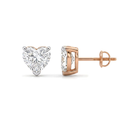 Heart Cut Stud Earrings, Claw Set — certified lab grown diamond earrings from Vimora Diamonds