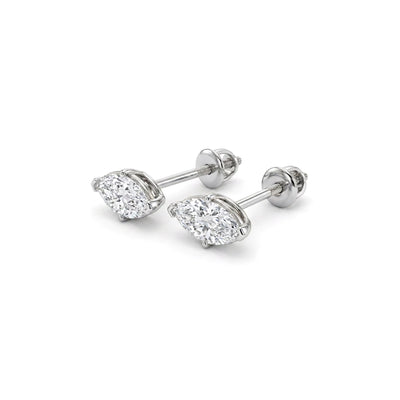 Marquise Cut East-West Stud Earrings — marquise lab grown diamond earrings in solid hallmarked gold