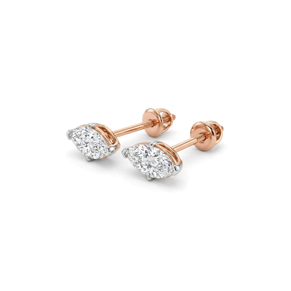 Marquise Cut East-West Stud Earrings — certified lab grown diamond earrings from Vimora Diamonds