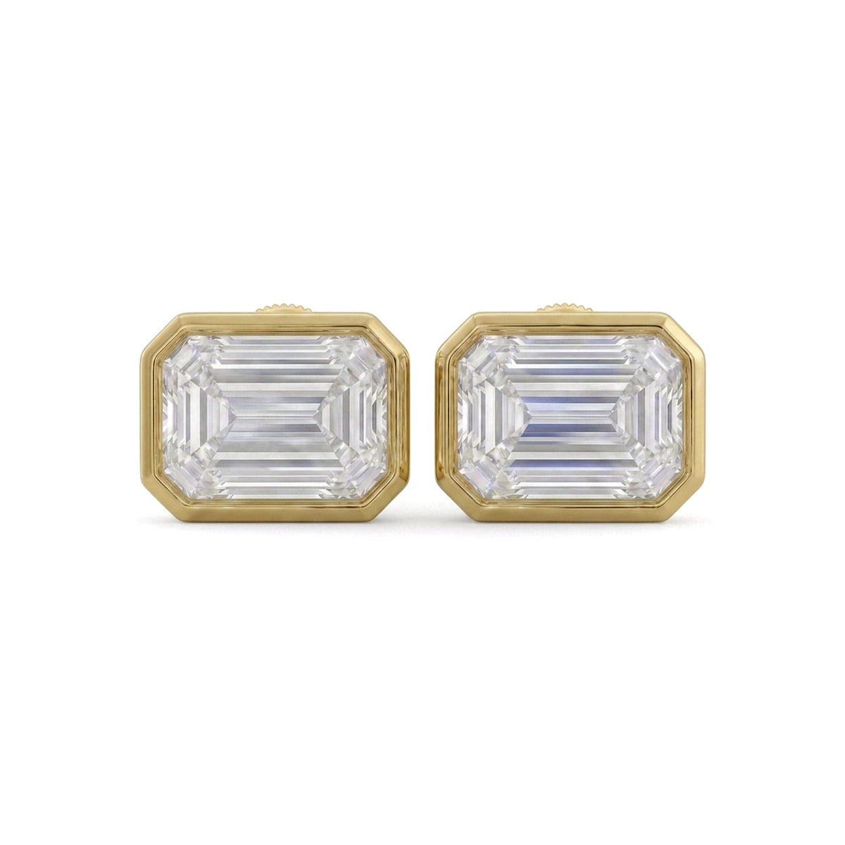 Emerald Cut East-West Stud Earrings — emerald lab grown diamond earrings by Vimora Diamonds