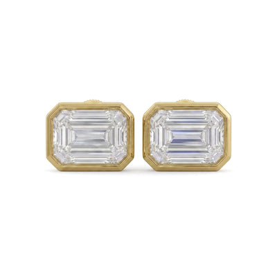 Emerald Cut East-West Stud Earrings — emerald lab grown diamond earrings by Vimora Diamonds