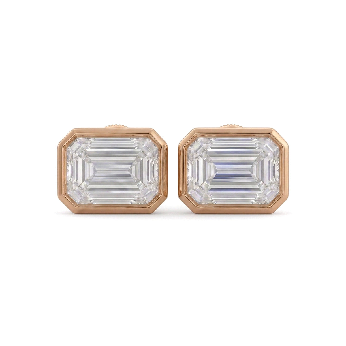 Emerald Cut East-West Stud Earrings — certified lab grown diamond earrings from Vimora Diamonds