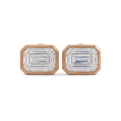 Emerald Cut East-West Stud Earrings — certified lab grown diamond earrings from Vimora Diamonds