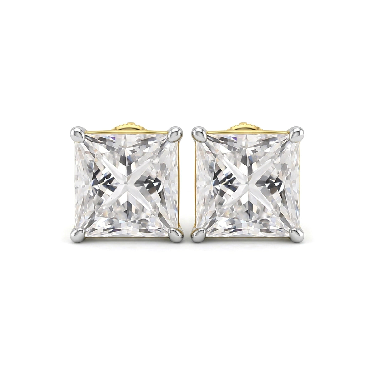 Princess Cut Stud Earrings, Claw Set — princess lab grown diamond earrings by Vimora Diamonds