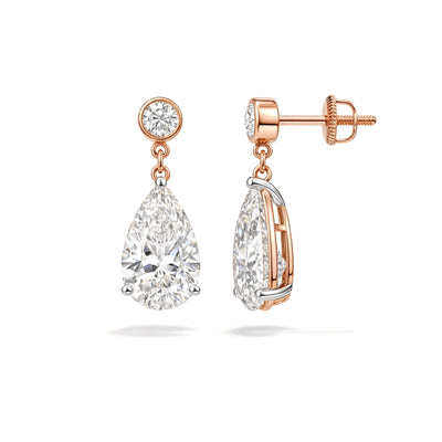 Pear Drop Dangle Earrings, Bezel Top — certified lab grown diamond earrings from Vimora Diamonds