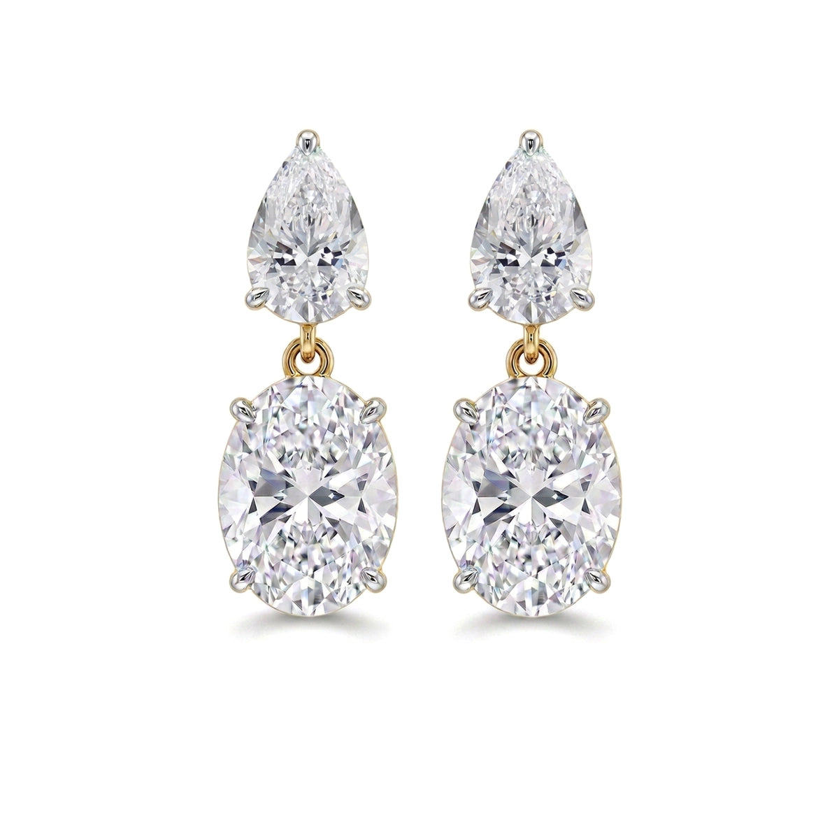 Oval Drop Dangle Earrings, Pear Top — oval and pear lab grown diamond earrings by Vimora Diamonds