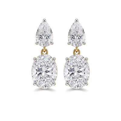 Oval Drop Dangle Earrings, Pear Top — oval and pear lab grown diamond earrings by Vimora Diamonds
