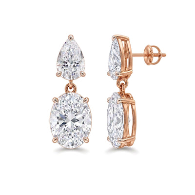 Oval Drop Dangle Earrings, Pear Top — certified lab grown diamond earrings from Vimora Diamonds
