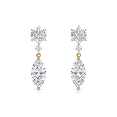Floral Cluster Marquise Drop Earrings — marquise and round lab grown diamond earrings by Vimora Diamonds
