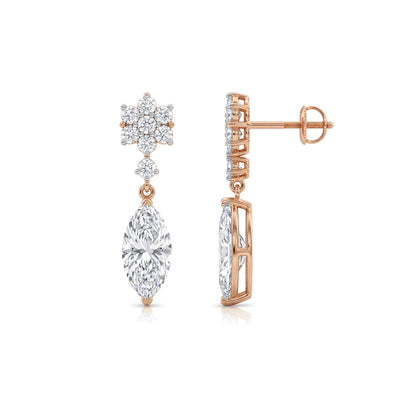 Floral Cluster Marquise Drop Earrings — certified lab grown diamond earrings from Vimora Diamonds