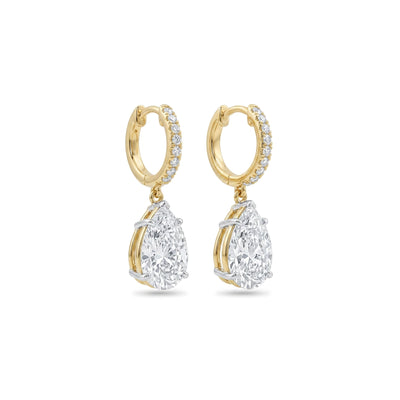 Pear Drop Pave Huggie Earrings in IGI certified lab grown diamond and BIS hallmarked gold